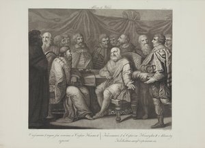 Restauratoren Casimir I møder kejser Henrik III af Smuglewicz, Franciszek (1745-1807). Litografi, slutningen af 1700-tallet. Privat Samling
