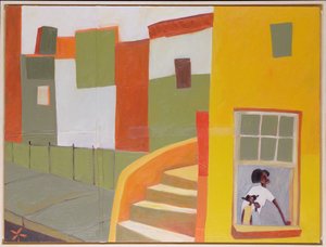 Brownstone Blues, 2000 (blandede medier på lærred) af Francks Deceus