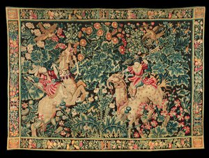 Eksotisk verdure gobelin, muligvis Tournai, ca. 1520-50