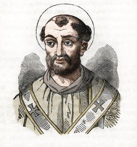 Antiikki: esitys paavi Fabianista (Fabian tai Fabian tai Fabianus) (236-250) Piirros Franco Mistralin "Vatikaanin mysteeristä" af Franco Mistrali