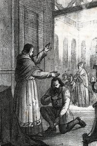 Møde mellem pave Paul III og Charles Quint ved Rocca di Busseto i af Franco Mistrali