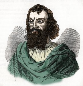 Portræt af kejser Justinian I (482-565) (Justinian I) efter "I misteri del vaticano" af Franco Mistrali 1843