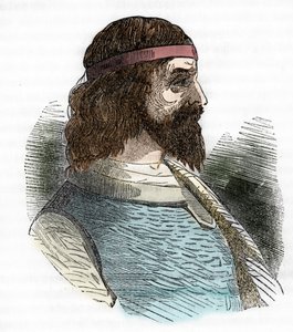 Portræt af Odoacre (Odovacar), leder af Herules allierede i Hunnerne og minister i Attila (435-493) (Odoacer eller Flavius Odovacer) tegning fra "I misteri del vaticano" af Franco Mistrali 1843