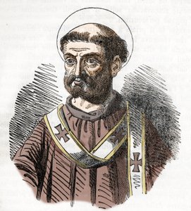 Portræt af pave Libere (Liberius) (352-366) Indgravering fra "I misteri del vaticano" af Franco Mistrali 1843 af Franco Mistrali