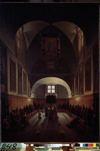 "Interiør af koret i Santa Maria della Concezione dei Cappuccini-kirken ved Piazza Barberini i Rom" Maleri af Francois Marius af Francois Marius Granet