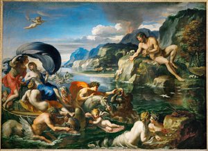 Acis et Galatee se derobant au regard de Polypheme Acis og Galatea gemmer sig foran Polyfemos ... af Francois (1590 1650) (after) Perrier