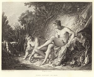 Diane Leaving the Bath (gravering) af Francois (after) Boucher