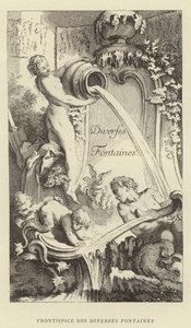 Frontispice af Diverses Fontaines (gravering) af Francois (after) Boucher