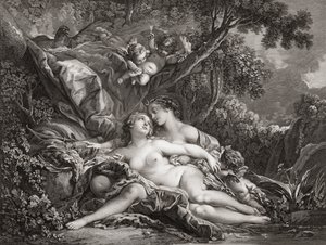 Jupiter og Callisto. (Print) af Francois (after) Boucher