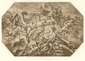 Amor og psyke (gravering) af Francois (after) Boucher