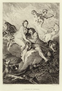 Aurora og Cephalus (gravering) af Francois (after) Boucher