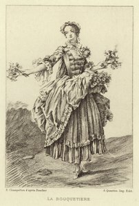 La Bouquetiere (engraving) af Francois (after) Boucher