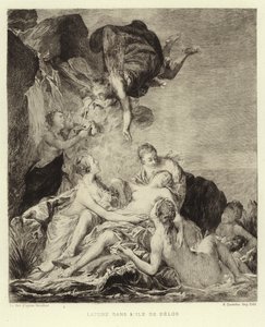 Latona på øen Delos (gravering) af Francois (after) Boucher
