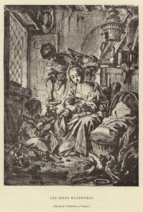Mødrepleje af Francois (after) Boucher