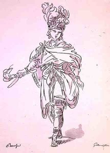Operakostume, fra Menus Plaisirs Collection, faksimile af A. Guillaumot Fils (farve litho) af Francois (after) Boucher