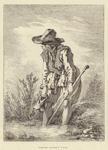 Bonde passerer vandet (gravering) af Francois (after) Boucher
