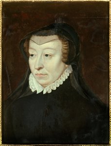 Portræt af Catherine de Medicis (Caterina de Medici) (1519-1589), dronning af Frankrig Maleri af Francois Clouet (ca. 1515-1572) Søn. 0,33x0,24 m 1500-tals Chantilly, Musee Conde