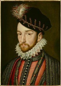 Portræt af Karl IX (1550 - 1574). Maleri af Francois Clouet (1515-1572)