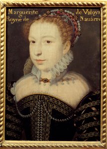 Portræt af Marguerite de Valois (1553-1615) eller Dronning Margot Maleri af Francois Clouet (ca. 1515-1572) 1500-tallet søn. 0,24 X 0,31 m Chantilly, Musee Conde