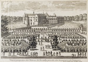 Udsigt over Chateau de Chantilly fra Orangeriet, midten af det 18. århundrede