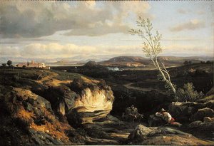 Italiensk Landskab af Francois Antoine Leon Fleury