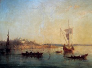 Udsigt over Konstantinopel fra indgangen til Bosporus-maleriet af Francois Pierre Barry (1813-1905) 1869 Søn. 0,64x1 m Marseille, Musee des Beaux Arts