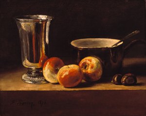 Stilleben med æbler og sølvpokal af François Bonvin