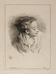 Buste af en kvinde med håret trukket tilbage af François Boucher