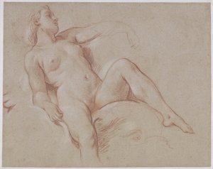 Kvindelig nøgen på en delfindani af François Boucher