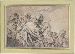 Gruppe af halvfigurer bestående af mænd og kvinder med børn af François Boucher
