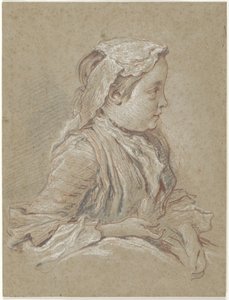 Ung kvinde med en hue med blonder af François Boucher