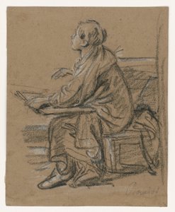 Ung tegner () . Siddende figur, der holder en tegnemappe på skødet af François Boucher