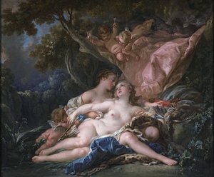 Jupiter i skikkelse af Diana og nymfen Callisto af François Boucher