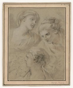 Hovedstudier, der illustrerer forskellige følelser af François Boucher