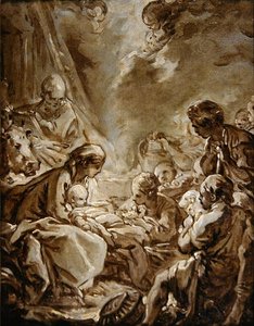 La Lumiere du Monde (olie på papir på panel) af François Boucher