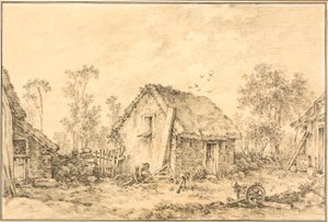 Landskab med rustikt sommerhus af François Boucher