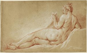 Liggende kvindelig akt set bagfra af François Boucher