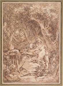 Overraskede elskende (Annette og Lubin) af François Boucher