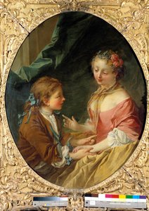 Vil du lave en af tre ting? Galant scene. Maleri af Francois Boucher (1703-1770). 1734 Privat samling af François Boucher