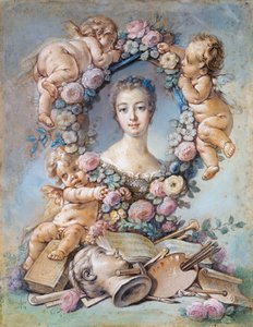 Portræt af Marquise de Pompadour (1721-1764) (Jeanne Antoinette Poisson, kendt som Madame de Pompadour af François Boucher