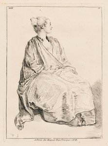 Siddende kvinde vendt mod højre af François Boucher