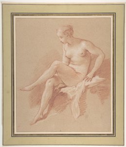 Siddende kvindelig nøgenfigur af François Boucher