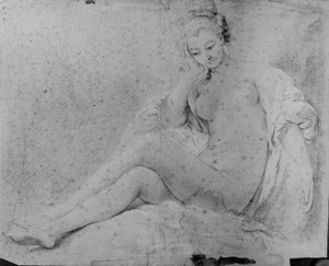 Siddende nøgen kvinde af François Boucher