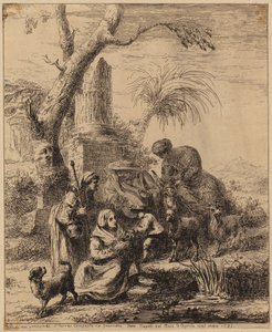 Siddende kvinde [Femme de Matsmey] ved siden af en palme, illustration fra serien »Diverses figures chinoises [...]« af François Boucher