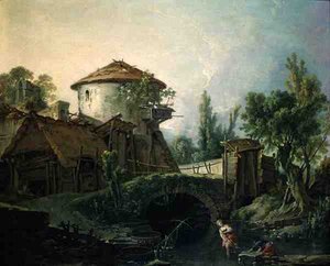 Vindmøllen, ca.1750 (olie på lærred) af François Boucher