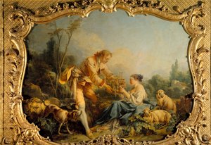 Den selvtilfredse pastorale pastorale scene. Maleri af Francois Boucher (1703-1770) 1737 Paris, archives nationales af François Boucher