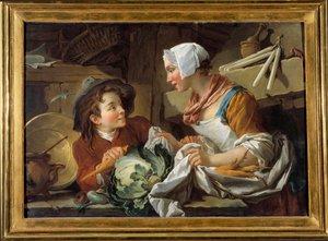 Kokken og en ung mand Maleri af Francois Boucher (1703-1770) 1735. Musee de Sainte Adresse af François Boucher