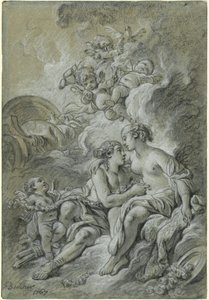 Venus lænet sig op ad sin elskede Adonis ... af François Boucher