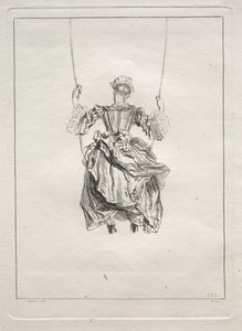 Kvinde på en gynge, set bagfra af François Boucher