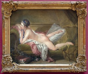 Ung pige liggende (portræt af Marie Louise O Murphy). Nøgen på en sofa eller den blonde odalisque. (Marie-Louise O